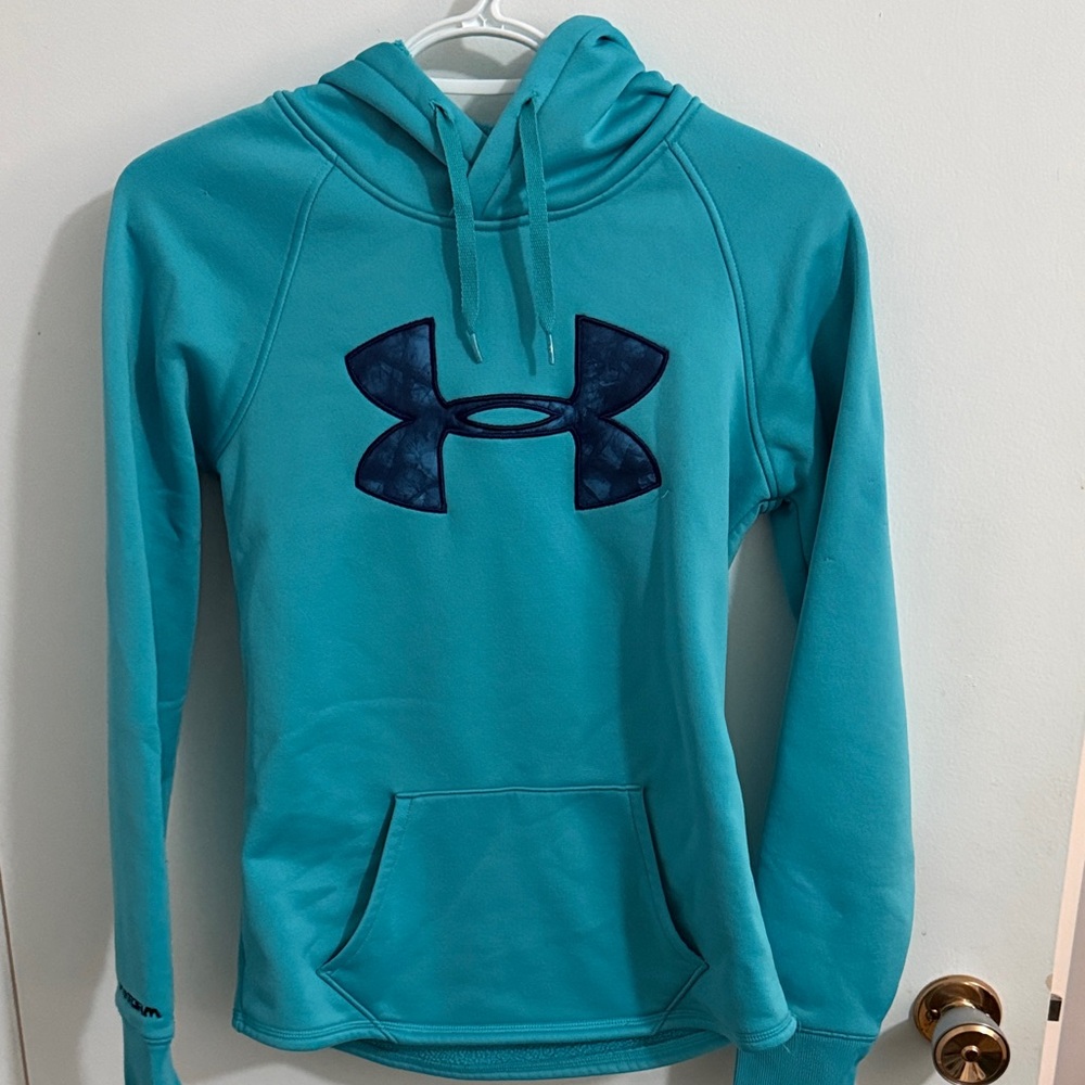 Under Armour Aqua Hoodie with Navy Logo